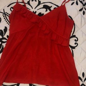 Red Ruffled Tank Top